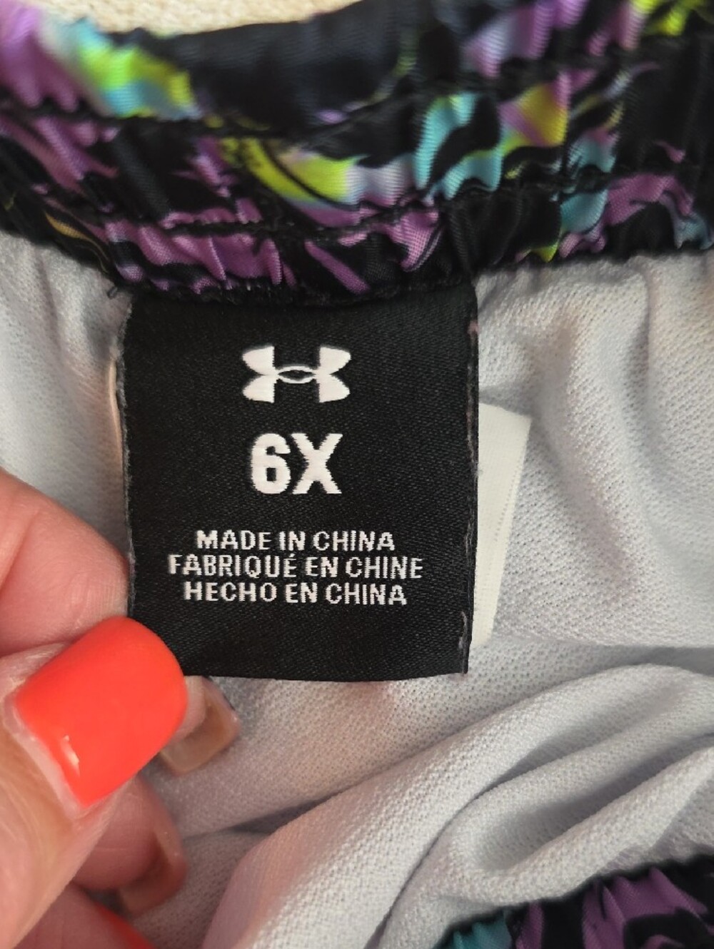 Under Armour Black Neon Swirl Girls' Athletic Shorts - Picture 2 of 3